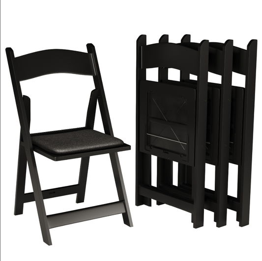 Black Resin Stackable Folding Chair - Comfortable Black Foldable Chair -Indoor/Outdoor Folding Chairs for Events